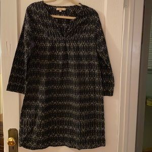 Pink Chicken Black V-neck Ikat dress- L